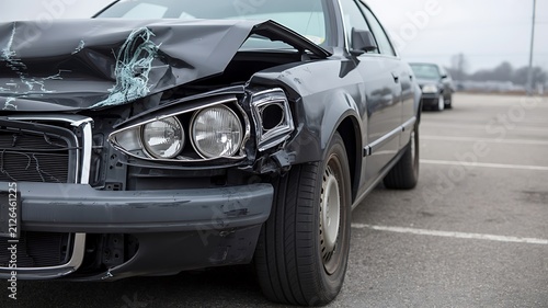 Damaged car after a bad road traffic accident