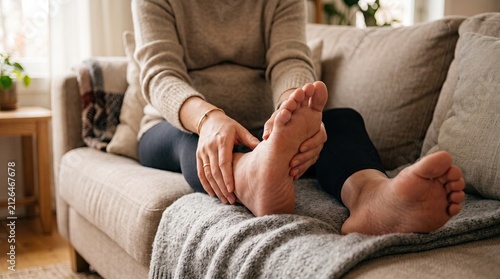 pregnant woman massaging swollen feet