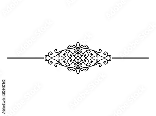 Elegant vintage decorative divider with intricate floral scrollwork and ornate symmetrical patterns on a white background