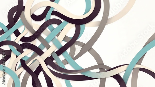 Abstract intertwined ribbon background with modern layered curves and copy space