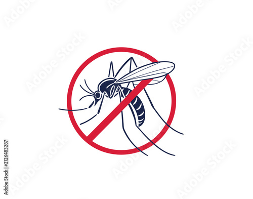 Obraz na płótnie Mosquito prohibition sign with stop symbol for insect control and prevention