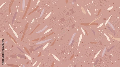 Warm pink terrazzo seamless pattern with organic shapes for modern surface design