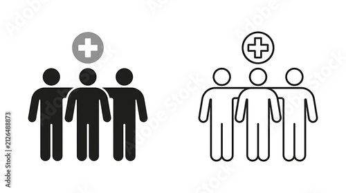 Healthcare team icon set. Medical staff group symbols for hospital and clinic design.
