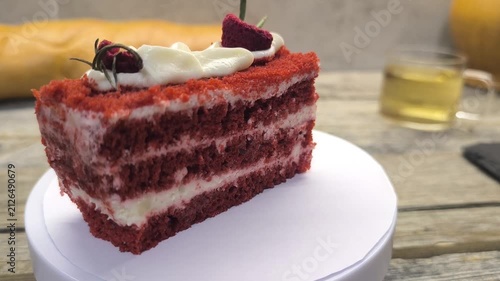 Honey-almond layered cake with berries on top	