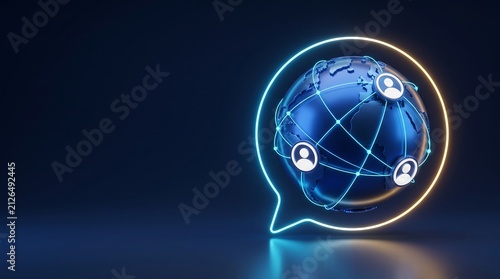 Global Social Network and Digital Communication Concept