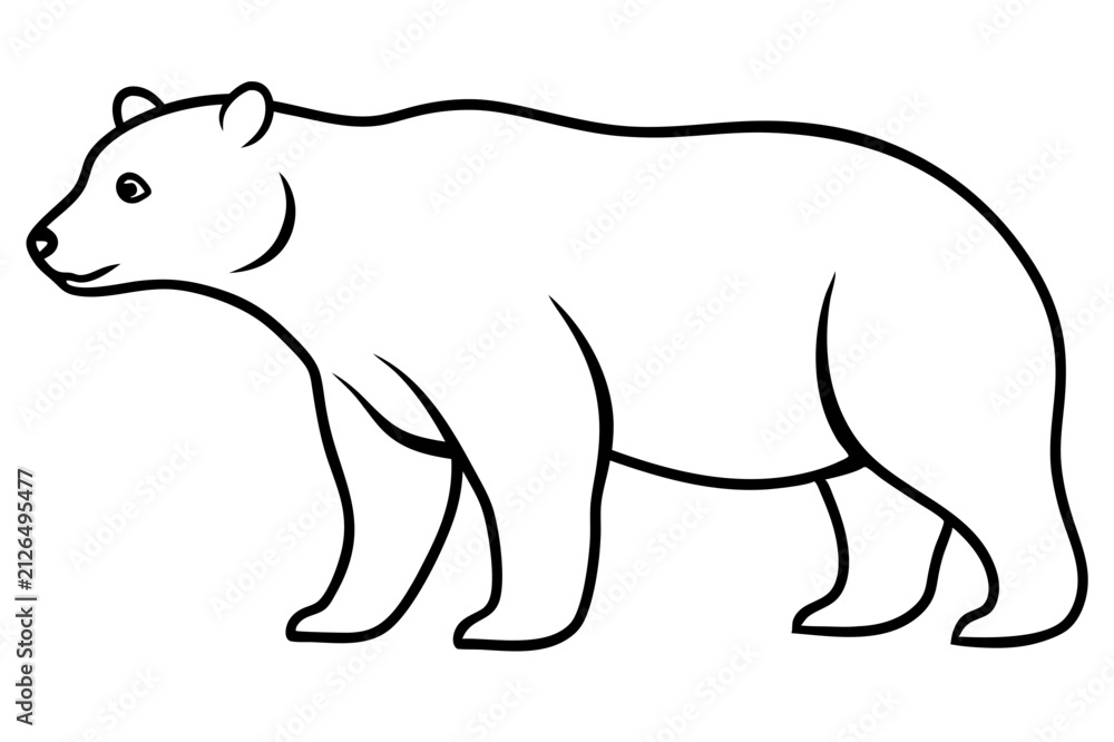 Obraz premium Black Bear Line Art Vector Illustration Wild Animal Outline Design.