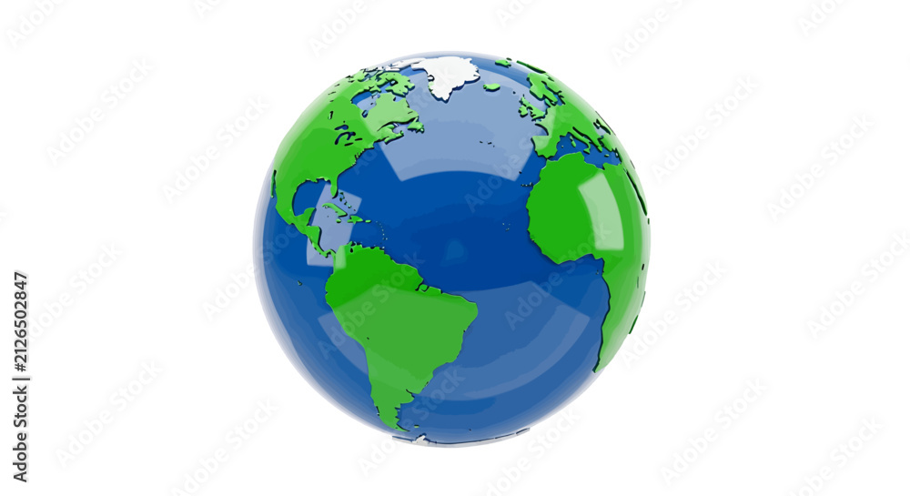 Fototapeta premium Vector illustration of 3d render of a stylized globe on a transparent background