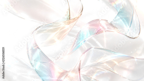 Transparent Iridescent Holographic Ribbon Swirl Isolated PNG Decorative Element
