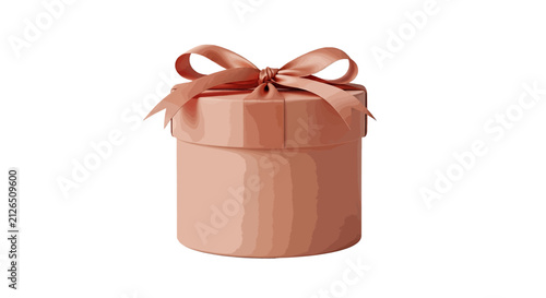 Vector illustration of round gift box with a ribbon bow on a transparent background
