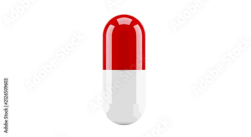 Vector illustration of red and white medical capsule pill on a transparent background