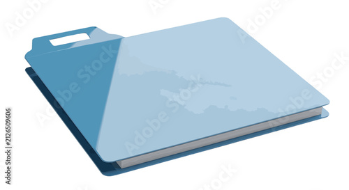 Vector illustration of a blue plastic document folder with a handle on a transparent background