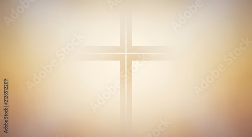 Christian cross symbol on a glowing soft brown background