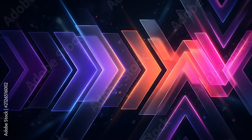 Abstract Neon Glowing Arrows Background with Futuristic Light Effects and Motion