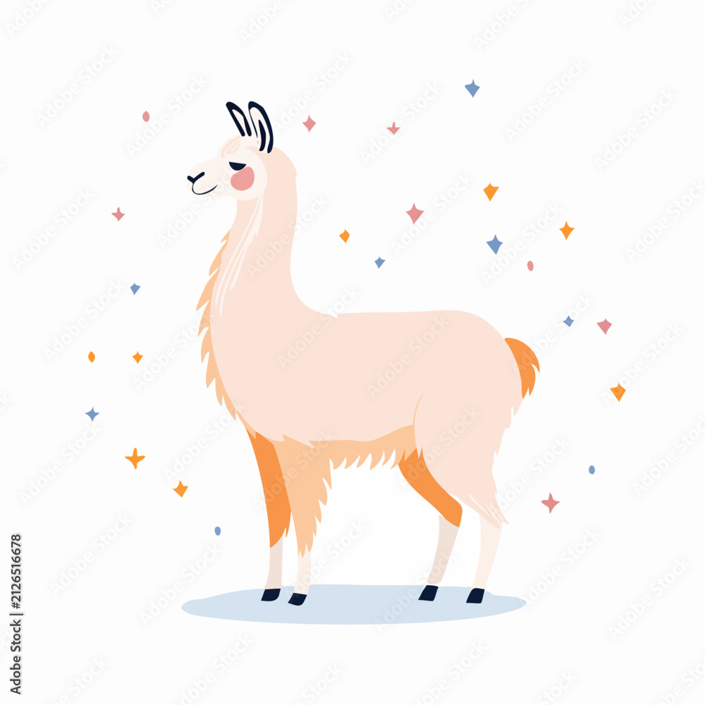 Obraz premium Minimalistische Lama-Silhouette – Exotisches Lama als Vektorillustration