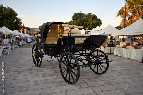 Fotografía horse carriage in front of a house