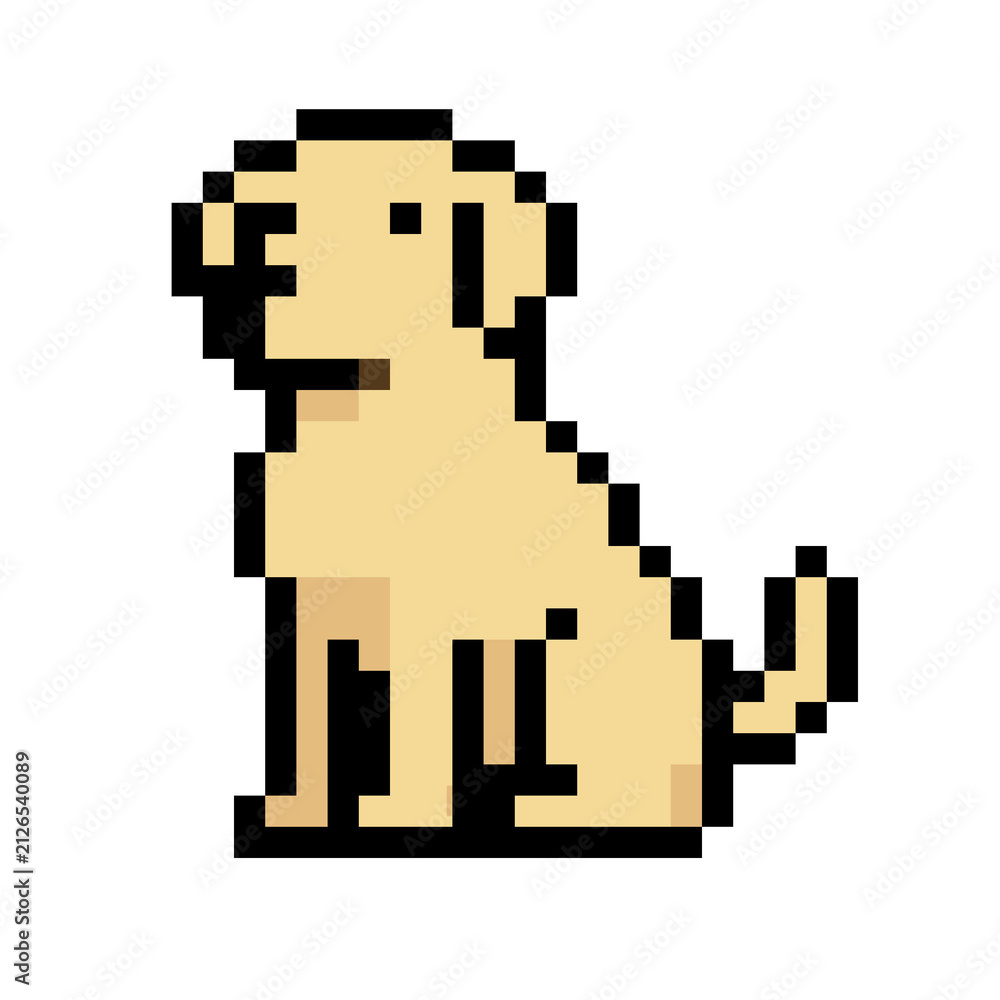 Fototapeta premium Pixel Art Golden Retriever Dog Sitting