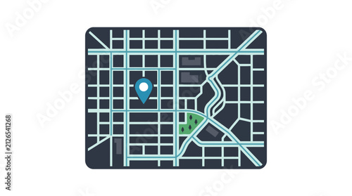 City street map with blue location pin.