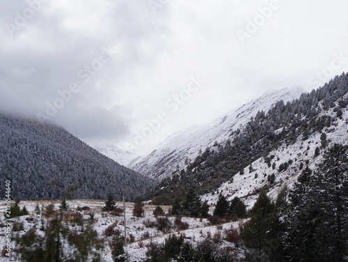 snow covered mountains in winter