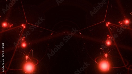 glowing red lights, neon sparks, digital energy, vibrant particles, futuristic, technology, science, research