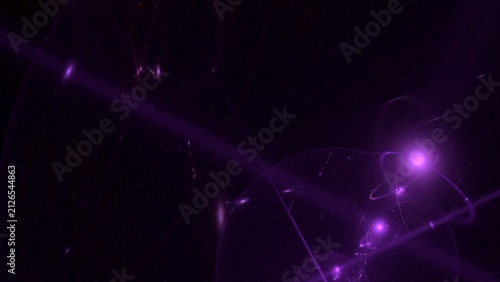 purple glowing particles float in deep space. cosmic dust swirls with magical energy. futuristic digital art, technology, science, research