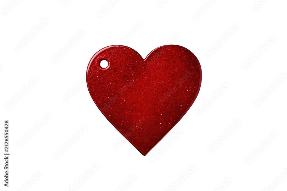 Obraz premium Simple red heart shaped hanging tag isolated on transparent background