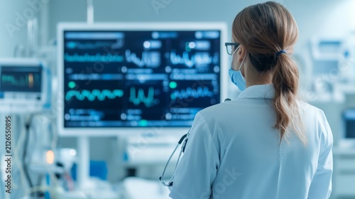 Connected Healthcare Interface Supporting Patient Moni Medical Data Visualization Scene, medical service interface, AI healthcare dashboard, digital diagnostic technology