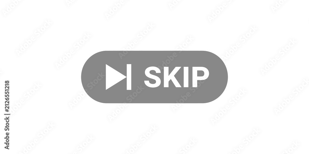 Fototapeta premium Skip button with play icon and text.