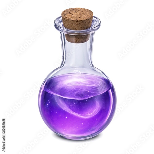 Realistic Magic Potion Bottle Isolated on White Background for Halloween and Fantasy Design