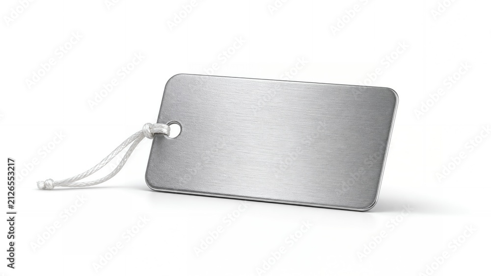 Obraz premium Blank Silver Foil Packaging Tag With White Cord