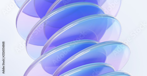 Modern abstract futuristic background Refraction glossy glass circle zigzag gradient color soft smooth hologram style creative tech poster art acrylic prism design concept. 3d rendering illustration