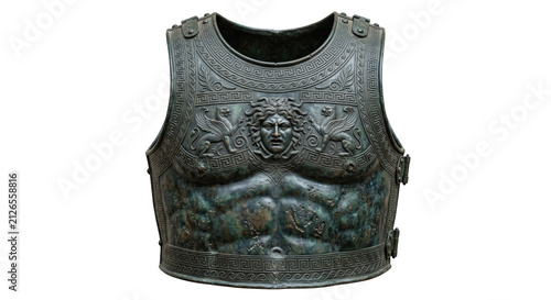 Foto Antique bronze muscle cuirass armor with Medusa relief emblem