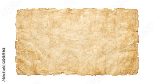 Blank ancient parchment paper scroll with torn edge