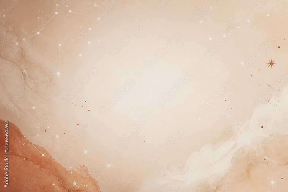 Fototapeta premium A soft, abstract background with warm, earthy tones and scattered white and orange star-like elements.