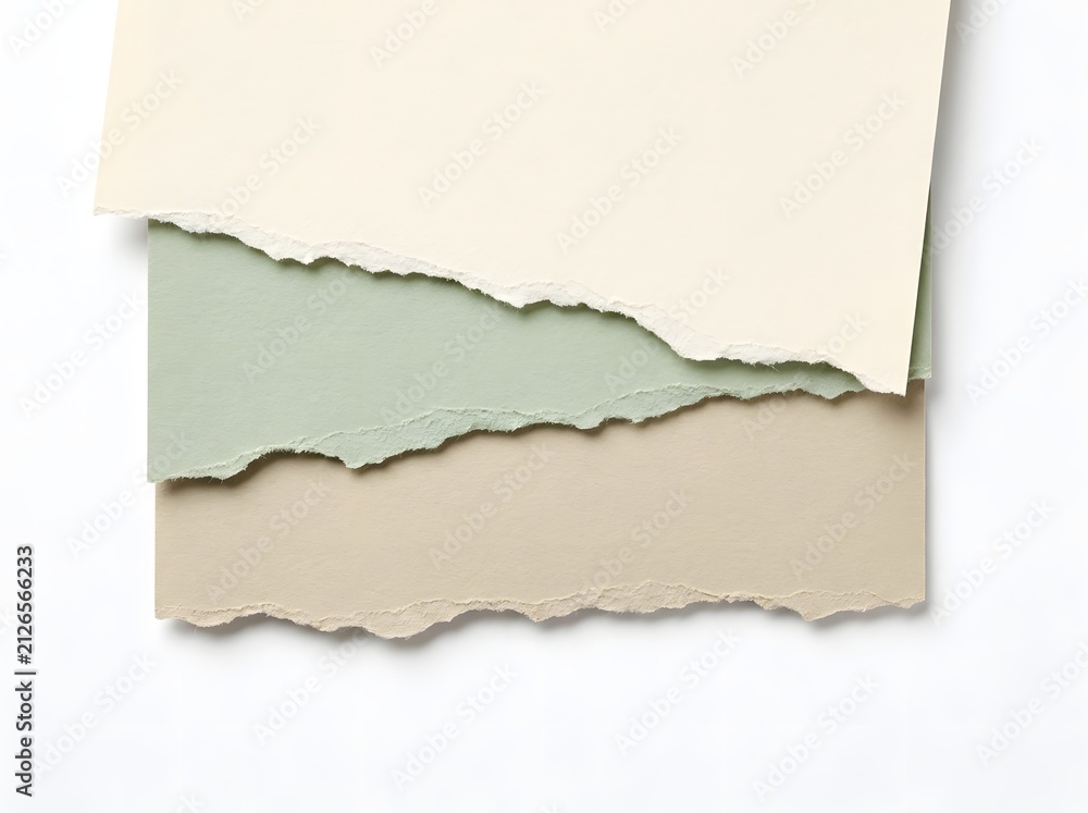 Fototapeta premium Layered torn paper sheets isolated on white background