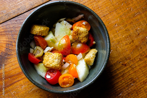 Mediterranean style cucumber and tomato salad 