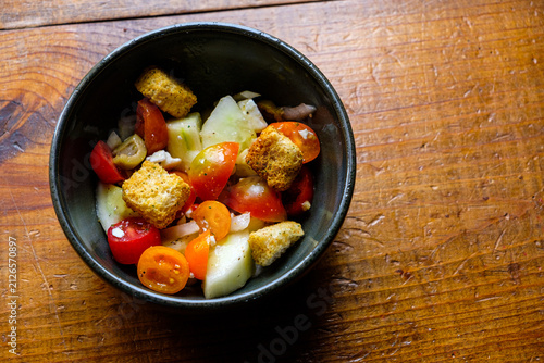 Mediterranean style cucumber and tomato salad 