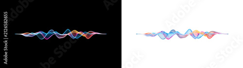 abstract Glowing Neon line Sound Waves, Audio Waves, Noise Frequency, Artificial Intelligence Ai Voice Waveform. Music Track and Voice Recording, Audio Spectrum. Sound Background Loop