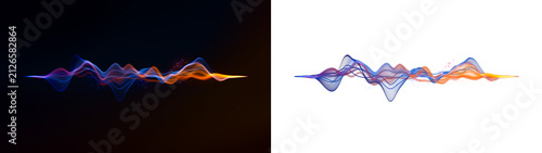 abstract Glowing Neon line Sound Waves, Audio Waves, Noise Frequency, Artificial Intelligence Ai Voice Waveform. Music Track and Voice Recording, Audio Spectrum. Sound Background Loop