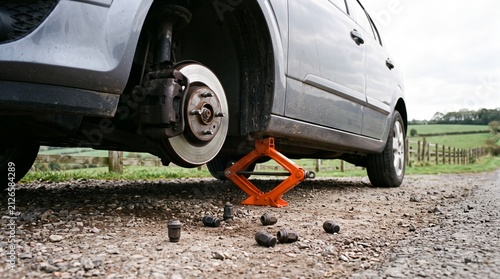 Automobile Maintenance Jack Lifting Car for Tire Change Essential Roadside Repair and Vehicle Upkeep
