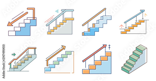 Flat design construction crane illustration - Colorful flat vector icons of cranes lifting and building structures in an industrial style.