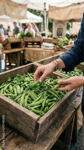 Fresh Green Produce At Outdoor Farmers Market Stand