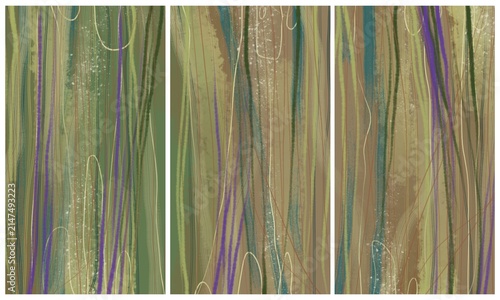 Modern interior triptych. The picture is painted by hand on a tablet.