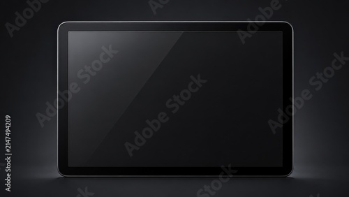Sleek dark rectangular electronic device screen with thin silver bezel