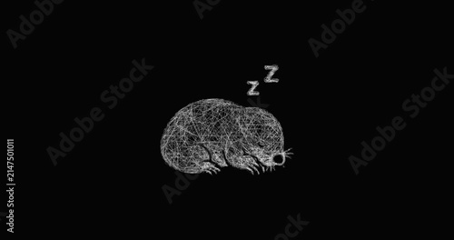Sketch sleeping mole icon animation - smooth progressive reveal