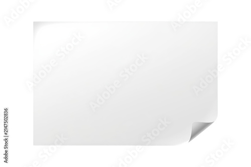White blank paper card with folded corner