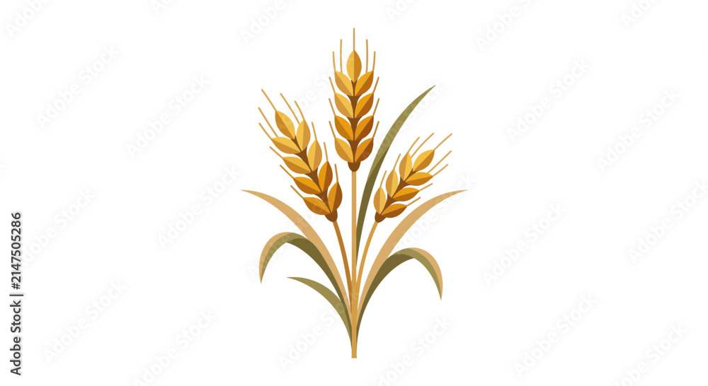 Fototapeta premium Golden wheat ears stalks illustration.