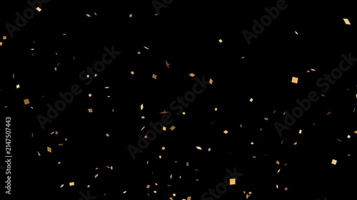 Realistic party popper confetti blast with multicolored glitter paper falling isolated on a transparent background, smooth alpha matte channel for CGI scene compositing