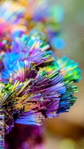 Vibrant abstract close-up of colorful prismatic light refraction.