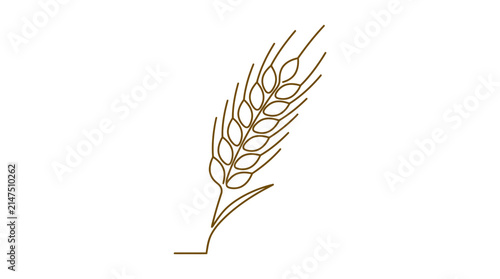 Single wheat stalk line art illustration.