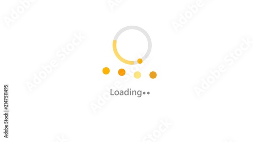 Circular loading progress motion video. Rotating ring with orange dots and status text for website buffer and waiting screen interface preloader